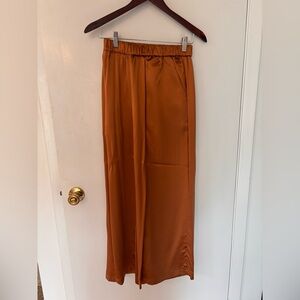 New Co wide leg 100 percent silk copper pants.